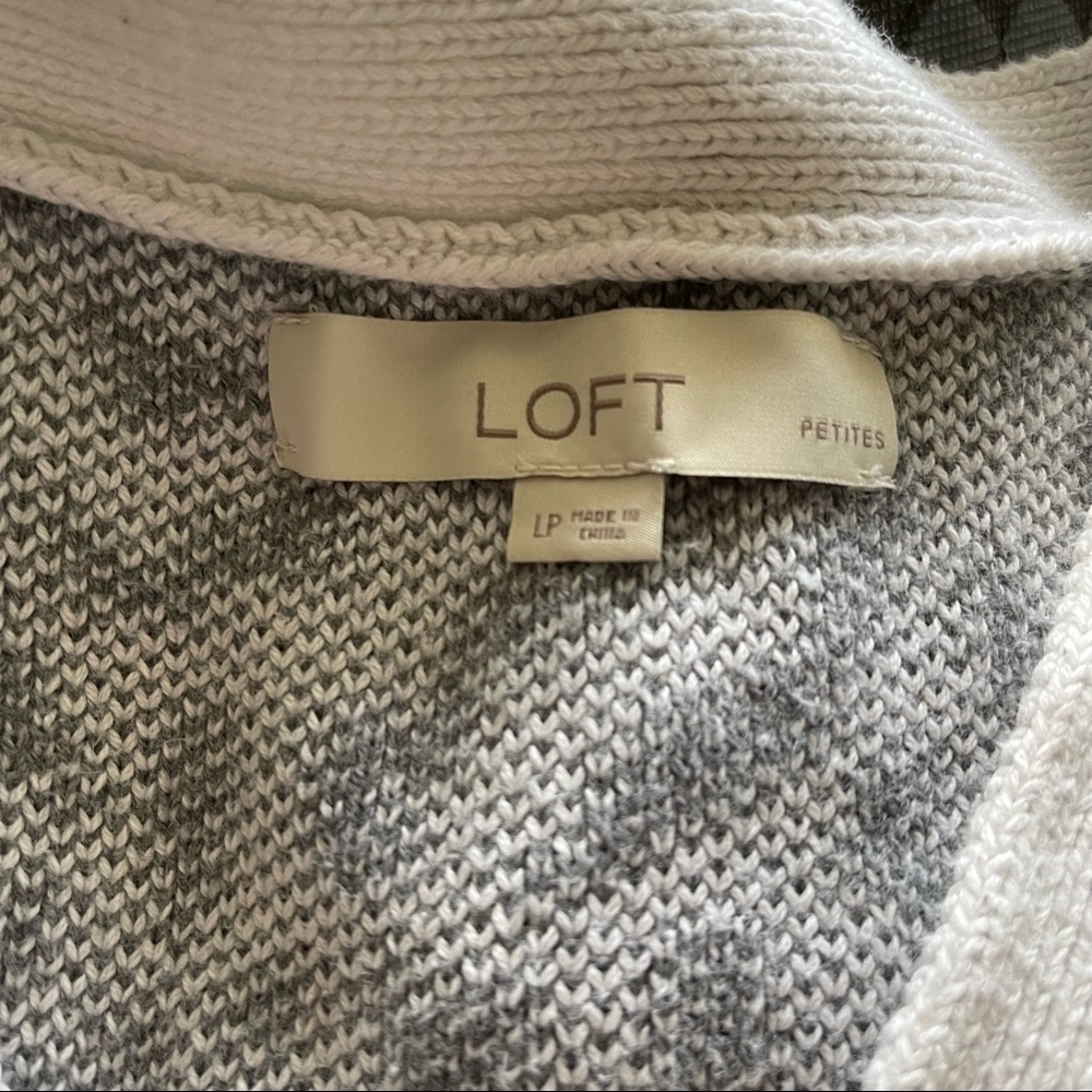 LOFT Petite Cream and Gray Cheetah Print Cropped Cardigan - Picture 7 of 8